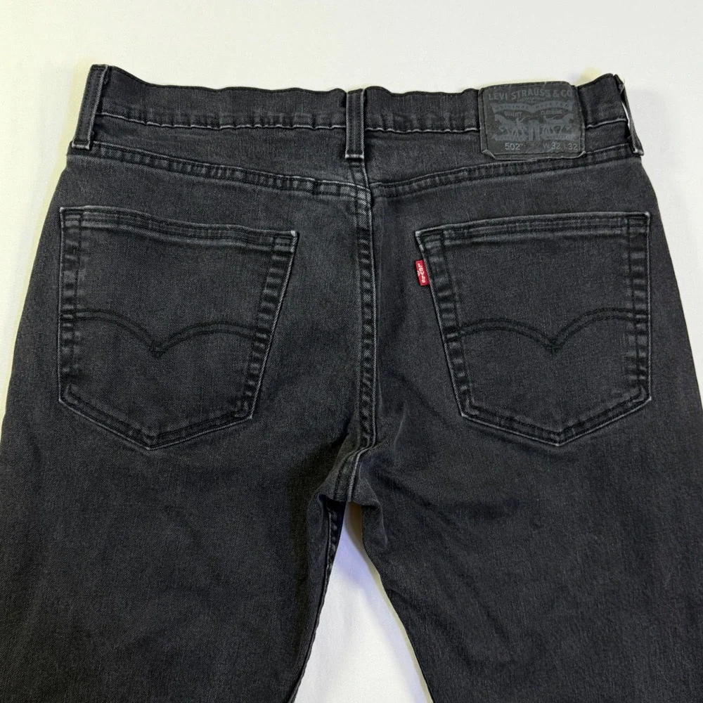 Levis 502 Regular Taper Mens 32x29 Jeans Charcoal Black Wash 29507-0001